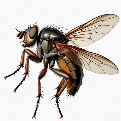 Detailed illustration of housefly
