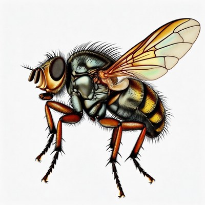 Detailed illustration of housefly