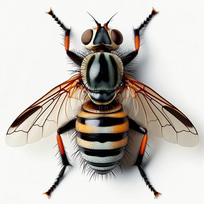 Detailed Hoverfly on White Background
