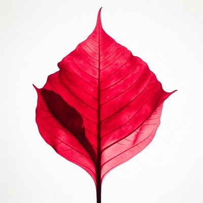 Red Poinsettia Leaf Isolated