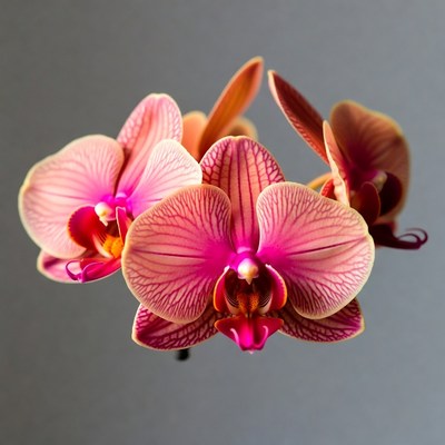 Pink Phalaenopsis Orchids on Gray Background