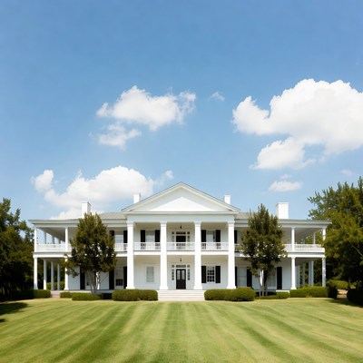 White Southern Mansion with Columns