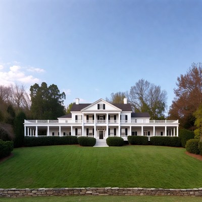 White Antebellum Mansion with Columns