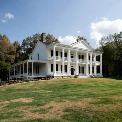 White Antebellum Mansion in Trees