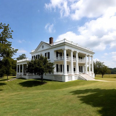 White Antebellum Mansion with Columns
