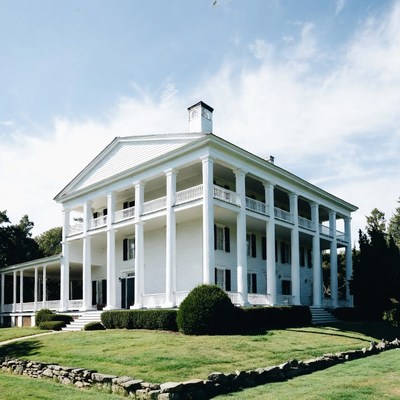 White Antebellum Mansion with Columns