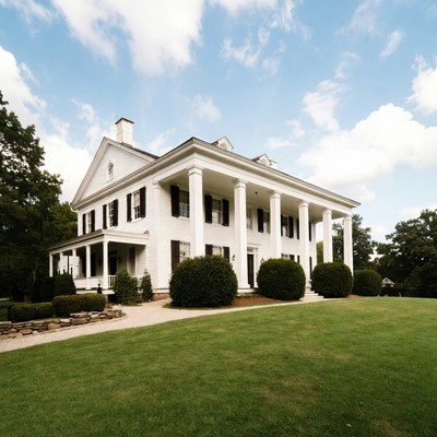 White Colonial Mansion with Columns