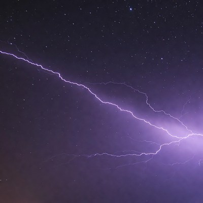 Lightning bolt in starry night sky