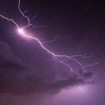 Bright Lightning Storm Night Sky