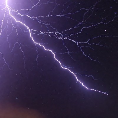 Bright Lightning Bolt in Night Sky