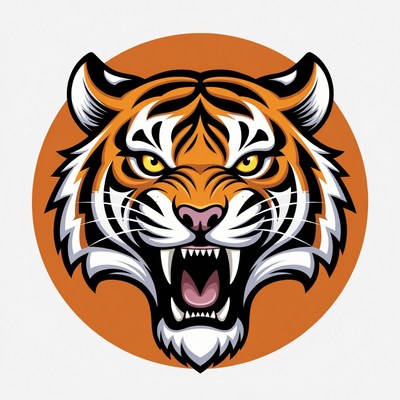 Roaring Tiger Head Illustration