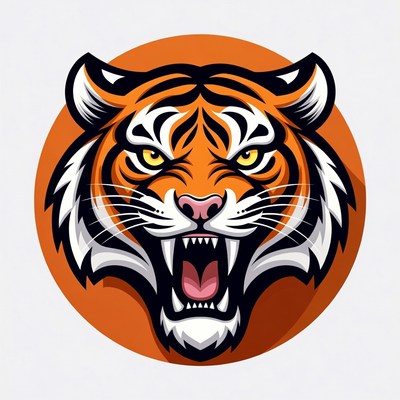 Roaring tiger head illustration