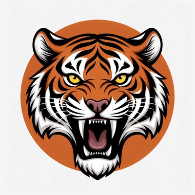 Roaring Tiger Head Illustration