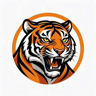 Roaring tiger head illustration