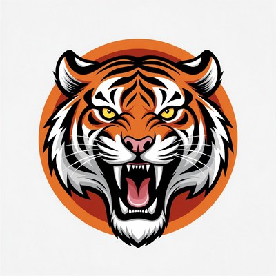 Roaring Tiger Head Illustration