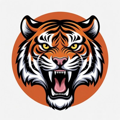 Roaring Tiger Head Illustration