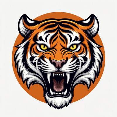 Roaring tiger head illustration