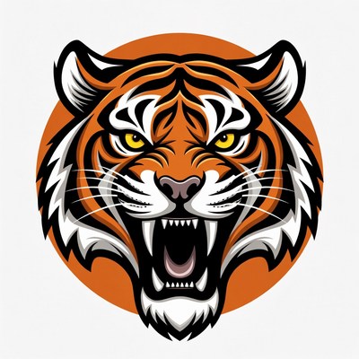 Roaring tiger head illustration