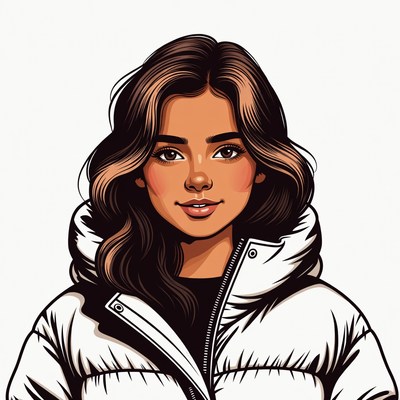 Young woman in white puffer jacket