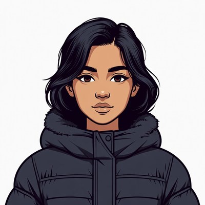 Asian woman in black puffer jacket