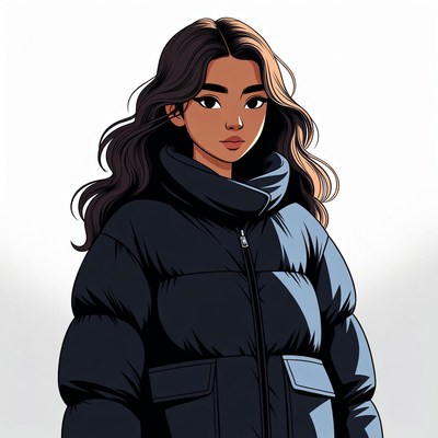 Asian woman in black puffer jacket