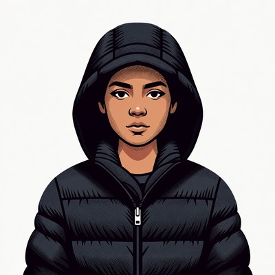 Woman in black hoodie jacket