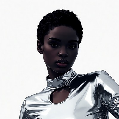 African-American woman in silver dress