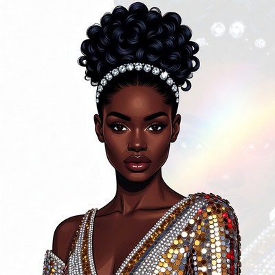 Beautiful Black Woman in Sequin Dress