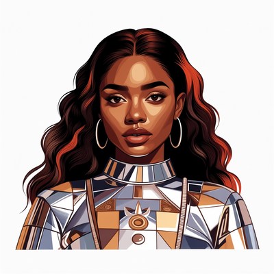 African-American woman in metallic outfit