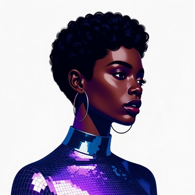 African-American woman in shiny sequin top