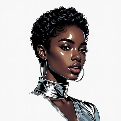 Beautiful African-American woman with curly hair