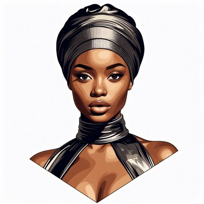 African woman in headwrap illustration