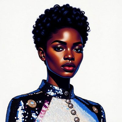 African-American woman in sequin dress