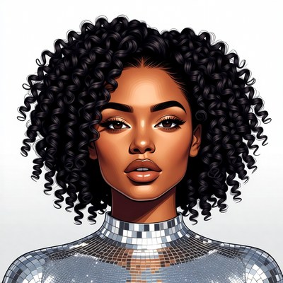 Beautiful African-American woman with curly hair