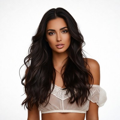 Beautiful woman with long dark hair