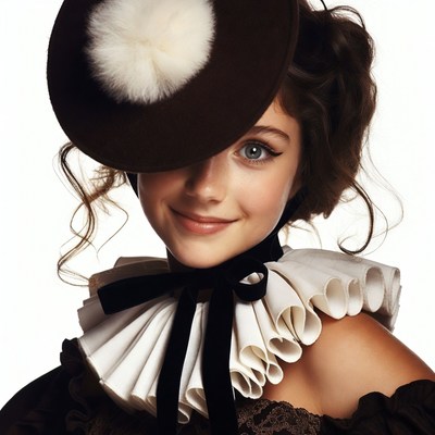Girl in Victorian hat and dress