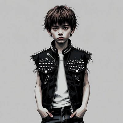 Boy in spiked leather vest