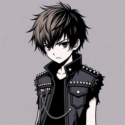 Anime boy in spiked vest