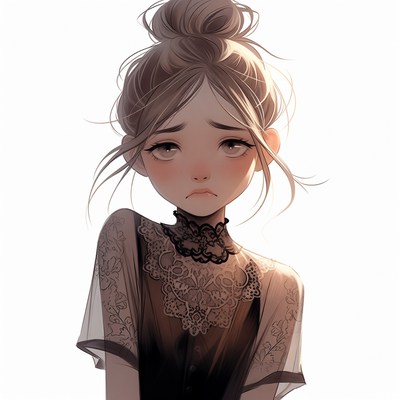 Anime girl with sad expression