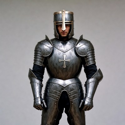 Man in medieval knight armor