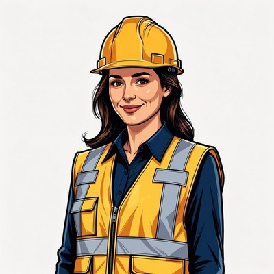 Female construction worker in hard hat