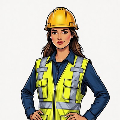 Female construction worker in hard hat