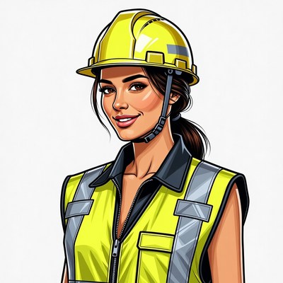 Woman in yellow hard hat vest
