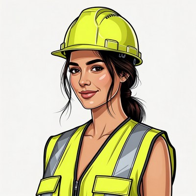 Woman in yellow hard hat and vest