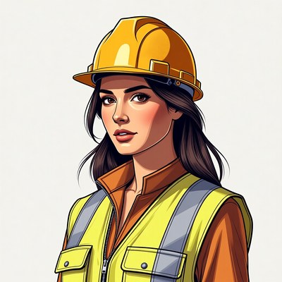 Woman wearing hard hat and vest