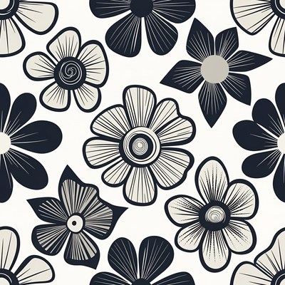 Black and White Flower Pattern
