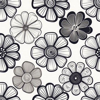 Black White Flower Pattern Illustration