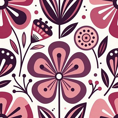 Pink Purple Flowers Seamless Pattern
