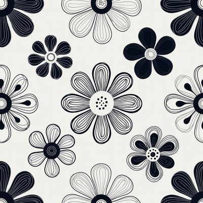 Black and White Flower Pattern