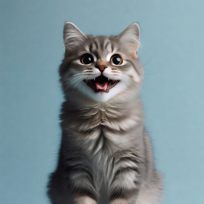 Cute gray kitten yawning
